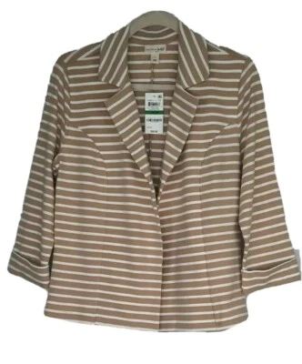 Cardigã Feminino Maison Jules Frente Aberta Top Brooklyn Bege tamanho G MSRP $59 NOVO  - Imagem 1 de 4