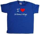 I Love Heart Ground Hogs Kids T-Shirt