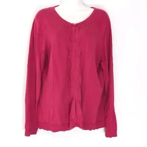 Coldwater Creek Seidenmischung Strickjacke Damen XL rosa Haken Ösenverschluss Perlendetail - Bild 1 von 10
