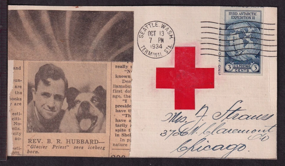 1934 Glacier Priest - Rev. B. R. Hubbard signed, with iceberg science article (B - Image 1 of 3