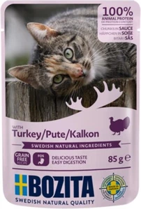BOZITA Nassfutter Häppchen in Soße mit Pute Pouch Portionsbeutel 12 x 85g - Bild 1 von 3