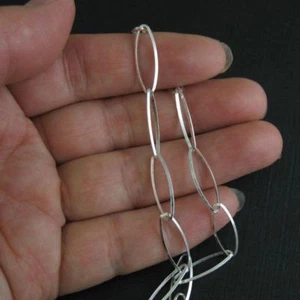 Sterling Silver Unfinished Bulk Chain-17.5x6mm Diamond Cut Big Oval Cable Chain - Picture 1 of 3
