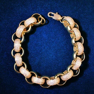 10mm Rolo Link Bracelet -18K Gold Plated, Luxury Statement Jewelry, Tarnish-free - Picture 1 of 9