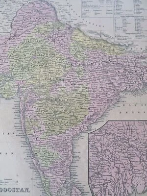 India Británica Ganges Delta Calcuta Bombay Agra Delhi Madras 1850 mapa Mitchell Foto 1 de 4