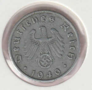 Rare WWII German Pfennig War 1940-F WW2 Germany 5 Reichspfennig Collection Coin - Picture 1 of 2