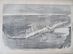 New Orleans birds-eye 1862 Mississippi maps Campaign Farragut Civil War nwsppr. - Picture 1 of 12