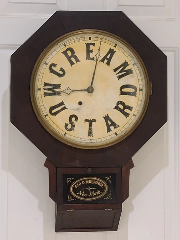 Antique 1871 "Cream Mustard" Ansonia Brass Co. Advertising Regulator Wall Clock Cover