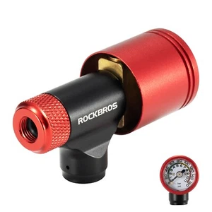 ROCKBROS Mini CO2-Luftpumpe 160 PSI mit Barometer Fahrradpumpe Presta/Schrader - Bild 1 von 7