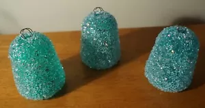 3 GRANDI caramelle natalizie verdi blu scintillanti zucchero gomma ornamento caramelle decorazione - Foto 1 di 1