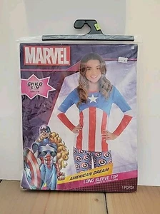Marvel American Dream Long Sleeve Shirt S Child Captain America, Costume Cosplay - Picture 1 of 3