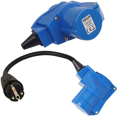 CEE Winkelkupplung mit Schukosteckdose Wohnwagen Camping Caravan Adapter - Bild 1 von 4