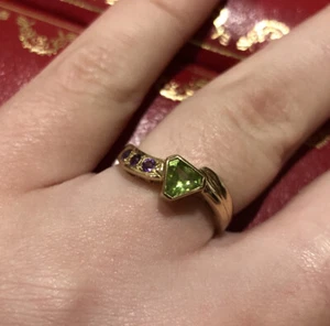๐ Anello Oro Giallo 14k Trilioni Peridoto Ametista Multi Gemma Pietra Nascita 6 - Foto 1 di 10