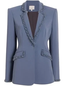 Cinq a Sept Kayden Beaded Blazer NEW Jacket Women’s Size 0 $697 Blue Slate NWT - Picture 1 of 11