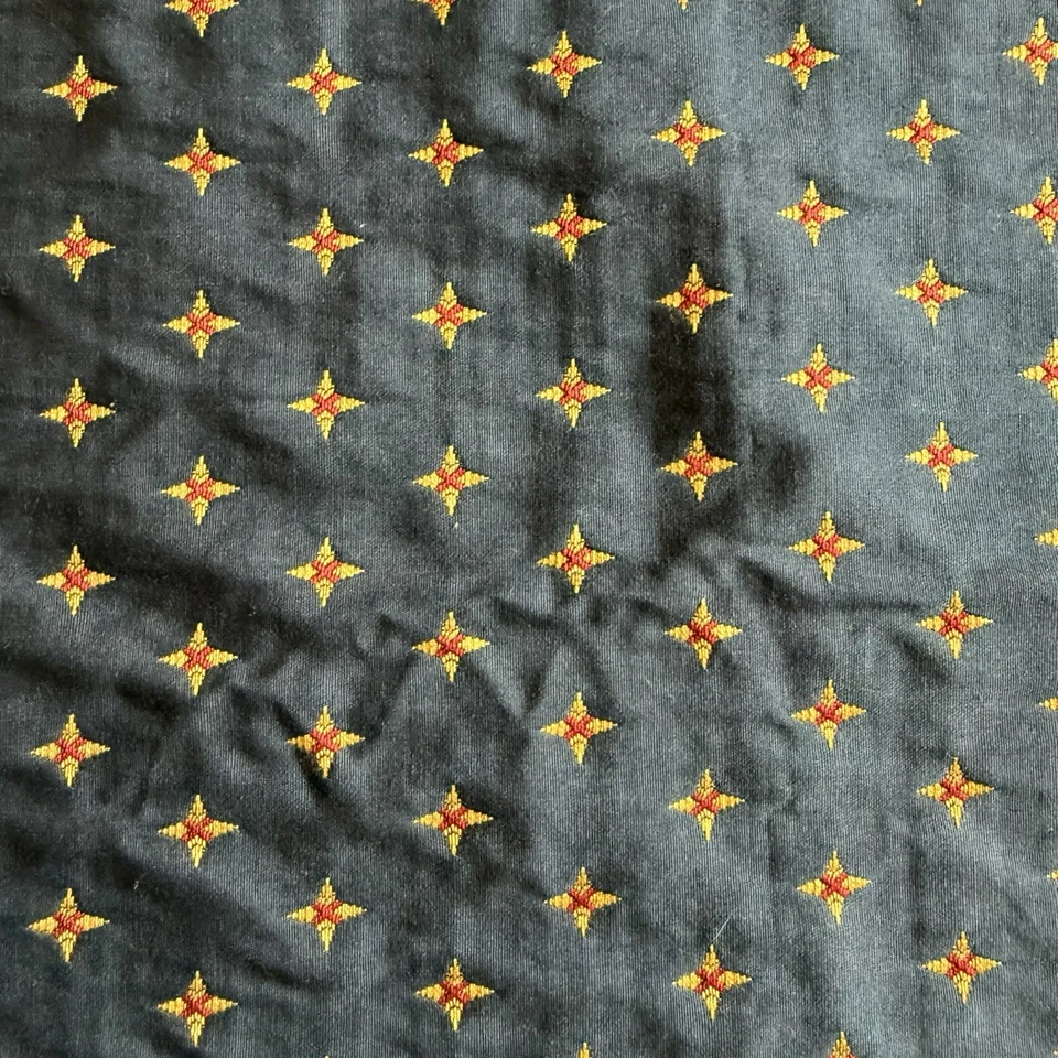 Vtg Colonial Revival Star Medallion Jacquard Upholstery Fabric Blue Gold 47x56 - Image 1 of 4
