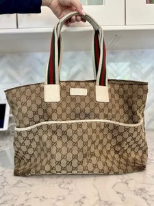 Authentic Gucci, Beige GG Diaper Bag - Picture 1 of 6