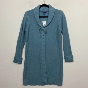 Limited Too Blue Long Duster Cardigan Sweater Size Extra Large - Picture 1 of 8