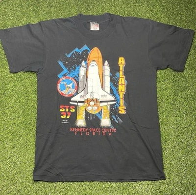 Vintage NASA T-Shirt Mens XL 1991 Kennedy Space Center Single Stitch Black - Image 1 of 4