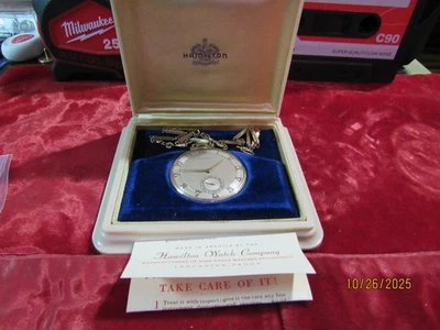 HAMILTON VINTAGE 14S 10K GOLD FILLED 17 JEWEL POCKET WATCH GRADE 917 W/ BOX MINT - Image 1 of 4