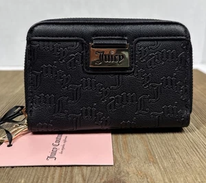 NUEVO CON ETIQUETAS Cartera Juicy Couture Miss Juicy Med Doble Cremallera Alrededor - Regaliz Negro - Imagen 1 de 10