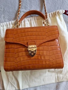 Aspinal Of London midi Mayfair Bag In Marmalade Leather Croc - Picture 1 of 14