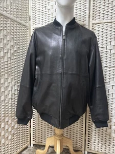 Jos A Bank Signature Collection Mens Large Black Lambskin Leather Jacket $600 - Picture 1 of 13