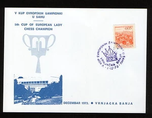 YUGOSLAVIA-POSTAL-5a COPA DE CAMPEONA EUROPEA DE AJEDREZ DAMA-1973. - Imagen 1 de 1