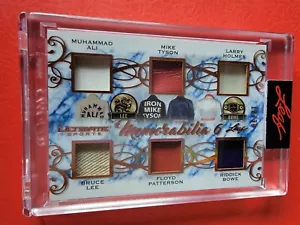 BRUCE LEE MUHAMMAD ALI MIKE TYSON HOLMES PATTERSON BOWE JERSEY CARD #d18/30 LEAF - Picture 1 of 3