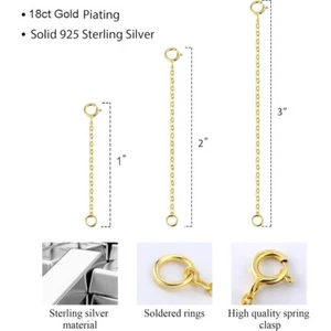 9ct Gold Strong Extender Safety Chain Bracelet Necklace Connecting Ring Soldered - Picture 1 of 16