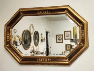 Vintage Gold Gilt Ornate Frame Venetian Style Beveled Wall Mirror Free Shipping  - Picture 1 of 9