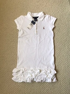 POLO Ralph Lauren Young Girls Size 6 White Pique Cotton Midi Dress W/Ruffles NWT - Picture 1 of 3
