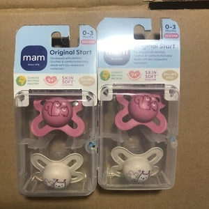 2pc MAM Original Start Newborn Pacifier-soothes & Comforts Baby silicone Dentist - Picture 1 of 8