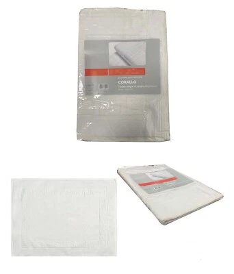 Tris Asciugamani+Ospite+Telo bagno & Tappeto Bagno Spugna Bianco Morbido - Immagine 1 di 2