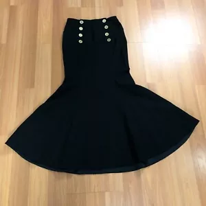 Maxi Falda Jaeger London 6 (Se Ajusta a 26 In) Botón Forrada Plana Sirena Negra COMO NUEVA HRJ - Imagen 1 de 17