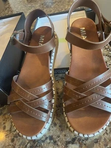 Mia Womens Wedge Sandal Brown 7M - Picture 1 of 4