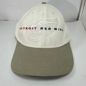 Vintage Detroit Red Wings Hat Cap Strap Back American Needle Script NHL White - Picture 1 of 9