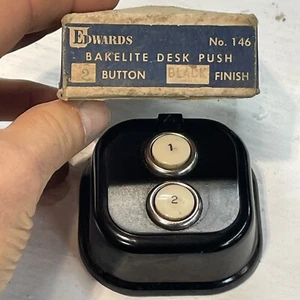 Edwards Switch 146 Bakelit Schreibtischtaster 2 Tasten schwarze Oberfläche - Bild 1 von 4