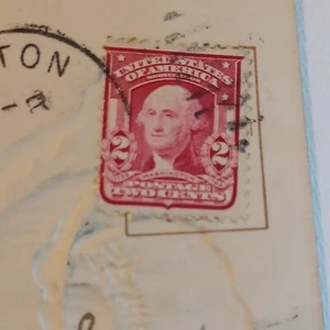 George Washington 2 cent Shielded Frame Around Portrait Postage Stamp on NE Card - Picture 1 of 3