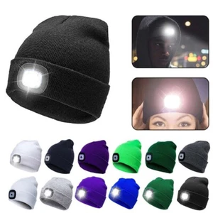 Mütze mit Licht Joggingmütze Beanie Strickmütze LED Lampe Wintermütze Unisex NEU - Picture 1 of 16