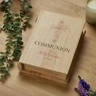 Personalised Communion Wooden Keepsake Memory Book Pink Cross CA-2