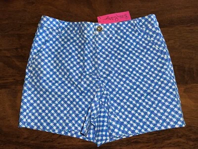 Lilly Pulitzer 12 Boca Blue DOUBLE CHECKING GRETCHEN SHORTS High Rise 5" NWT — 第 1/4 张图片