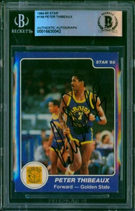 1984-85 Star Co PETER THIBEAUX signierte Karte #158 RC mit Platten Auto Warriors SP BAS - Bild 1 von 2
