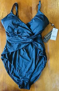 Neu La Blanca Bauchweg Island Goddess Damen Gr. 6 Twist Front Einteiler schwarz - Bild 1 von 11
