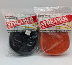Vintage Dennison Crepe Paper Rolls Black & Orange Halloween New in Package - Picture 1 of 6
