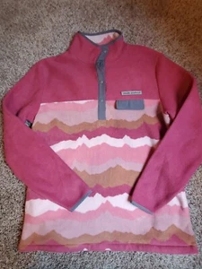 Simply Southern Sweater Womens Large Pink Geometric T Snap Fleece Pullover - Picture 1 of 6