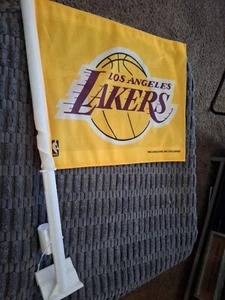 NBA Los Angeles Lakers Team Logo on Yellow Car Window Flag by RICO Industries - Picture 1 of 3