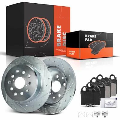 Rear Drilled Rotors & Ceramic Brake Pads for Lexus GS300 GS400 GS430 IS300 SC430 - Image 1 of 4