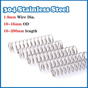 Compression Spring 1.8mm Wire Dia 10-16mm Dia 10-200mm Length A2 Stainless Steel - Picture 1 of 17