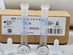 Volumetric flasks 2ML 36402, BLAUBRAND, class A, DE-M, Boro 3.3, with PP stopper - Picture 1 of 5