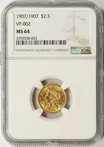 1907/1907 $2,5 Liberty Head Gold Quarter Eagle VP-002 NGC MS64 - Imagen 1 de 4