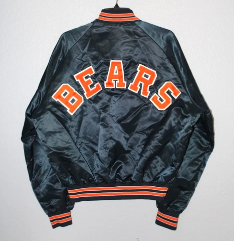 RARE TWO SIDED Vintage Chalk Line Chicago Bears Patch Satin Button-Up Jacket XL Cover